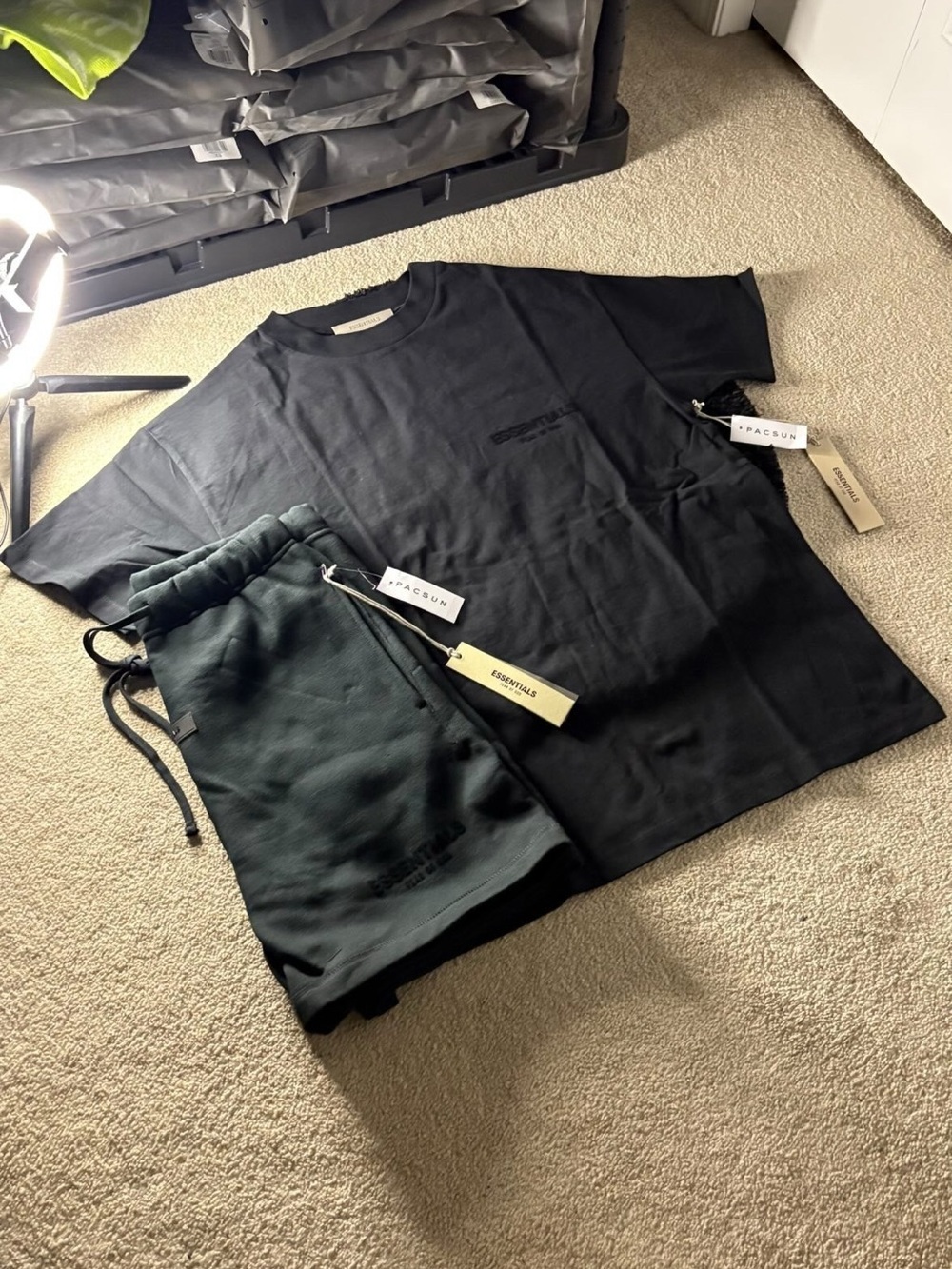 Essentials Black T-Shirt & Black Shorts Set